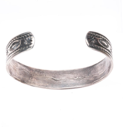 6.25" c1920 Antique Navajo ingot silver deep stamped cuff bracelet