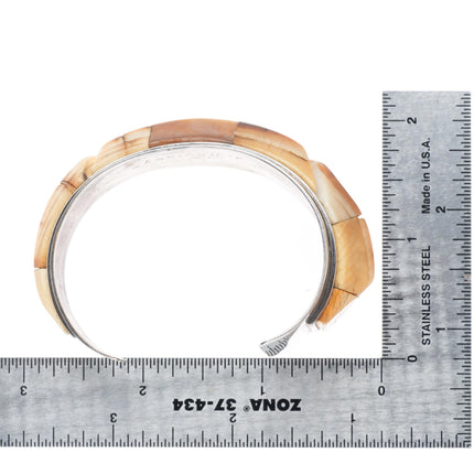 6.1" Jack Woolsey southwest modernist antler/bone sterling silver cuff bracelet