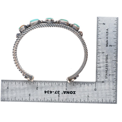 6.4" Aaron Toadlena Navajo sterling silver high grade turquoise cuff bracelet