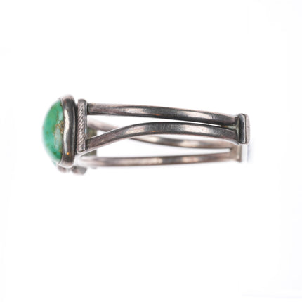6.75" 1920-30's Navajo ingot silver 3 stone green turquoise row cuff bracelet