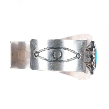 6.75" c1950 Navajo Blue Gem Turquoise sterling silver cuff bracelet