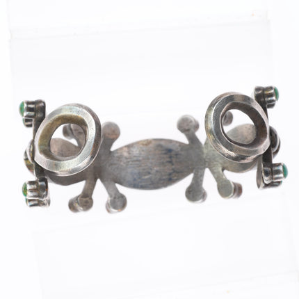 6.75" vintage Navajo or Zuni cast sterling silver cuff bracelet w/nice turquoise