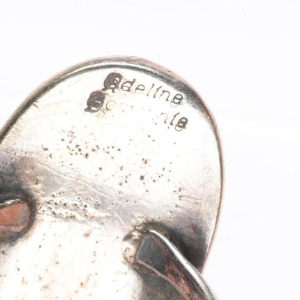 sz8 Adeline Bowannie Zuni sterling silver turquoise/coral/shell inlay ring
