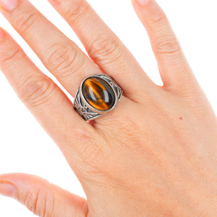 sz12 vintage southwestern sterling silver Tiger's Eye Knifewing size 12 ring