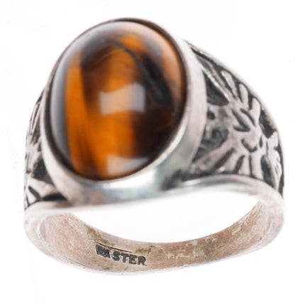 sz12 vintage southwestern sterling silver Tiger's Eye Knifewing size 12 ring