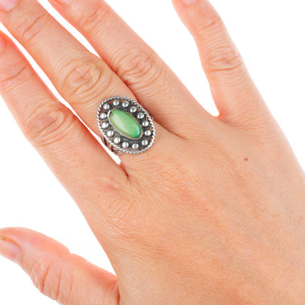 sz6.75 vintage Fred Harvey - Navajo sterling silver snake stamped turquoise ring