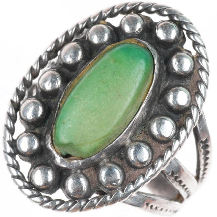 sz6.75 vintage Fred Harvey - Navajo sterling silver snake stamped turquoise ring