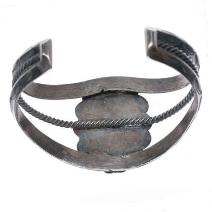 6.5" 1930's-40's Navajo carinated sterling silver #8 Turquoise cuff bracelet