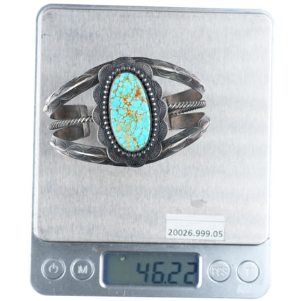 6.5" 1930's-40's Navajo carinated sterling silver #8 Turquoise cuff bracelet