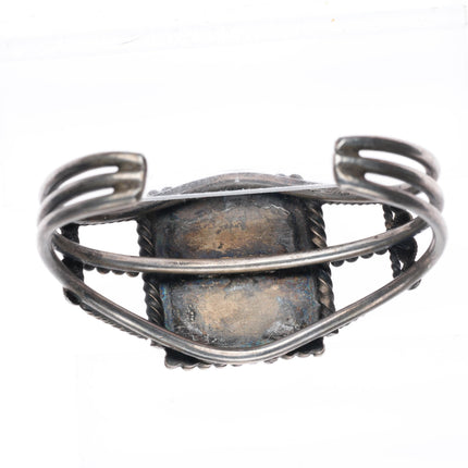 6.25" c1940's Navajo Red Web Kingman turquoise sterling silver cuff bracelet