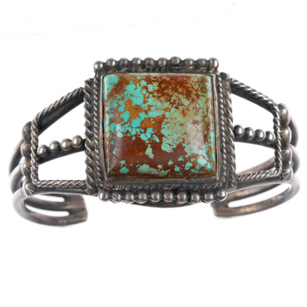 6.25" c1940's Navajo Red Web Kingman turquoise sterling silver cuff bracelet