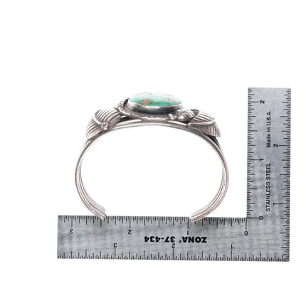 6.6" Vintage Navajo sterling silver spiderweb turquoise cuff bracelet