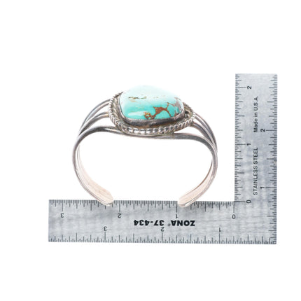6.1" vintage Navajo sterling silver cuff bracelet with nice turquoise