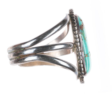 6.1" vintage Navajo sterling silver cuff bracelet with nice turquoise