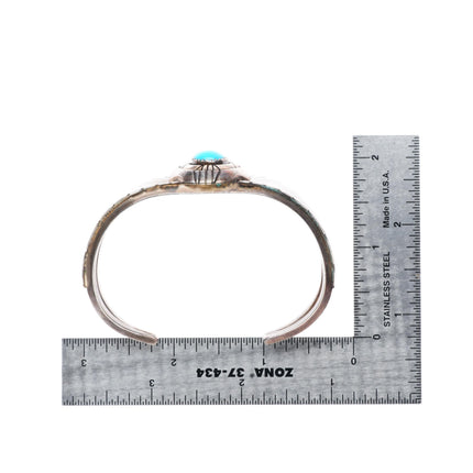 6.7" Clarence Bailon Santo Domingo sterling silver turquoise cuff bracelet
