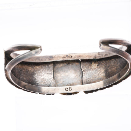 6.7" Clarence Bailon Santo Domingo sterling silver turquoise cuff bracelet
