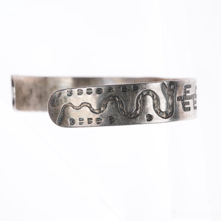 6.2" c1930's Fred Harvey style sterling silver Cerrillos turquoise cuff bracelet