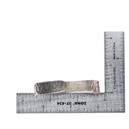 6.2" c1930's Fred Harvey style sterling silver Cerrillos turquoise cuff bracelet