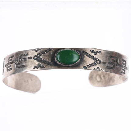 6.2" c1930's Fred Harvey style sterling silver Cerrillos turquoise cuff bracelet