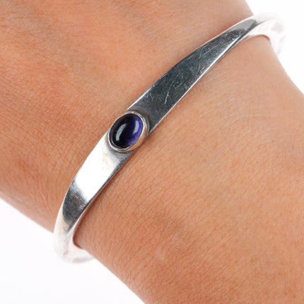 6.4" vintage Wes Willie Navajo modernist sterling silver amethyst cuff bracelet