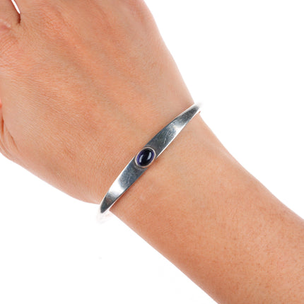 6.4" vintage Wes Willie Navajo modernist sterling silver amethyst cuff bracelet
