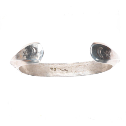 6.3" Willie Shaw Navajo stamped heavy carinated sterling silver cuff bracelet