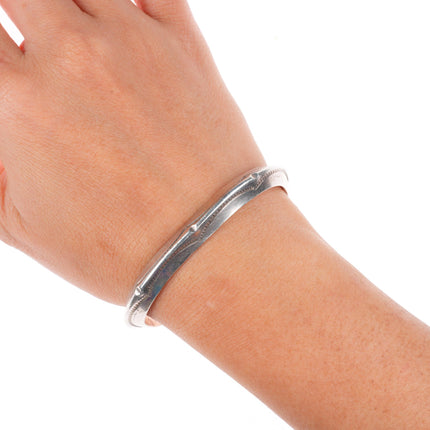 6.25" vintage Navajo carinated stamped sterling silver cuff bracelet
