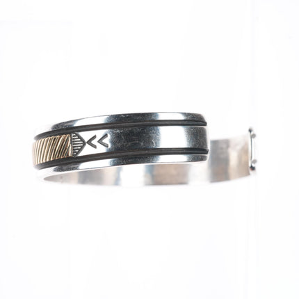 6.25" Herbert Begay Navajo 14k gold sterling silver cuff bracelet