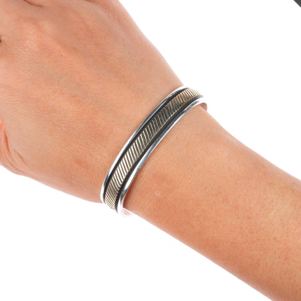 6.25" Herbert Begay Navajo 14k gold sterling silver cuff bracelet