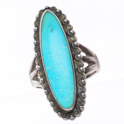 sz6 c1950 vintage Navajo sterling silver turquoise size 6 long ring