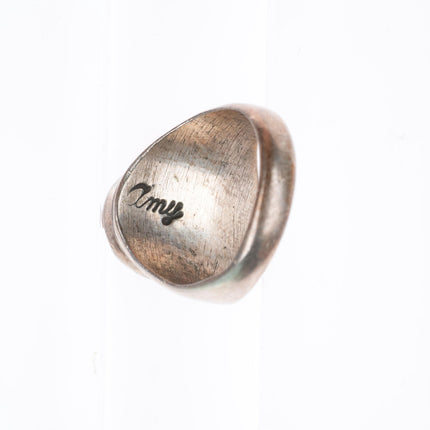 sz10 Amy Quandelacy Zuni sterling silver turquoise and coral Hummingbird ring