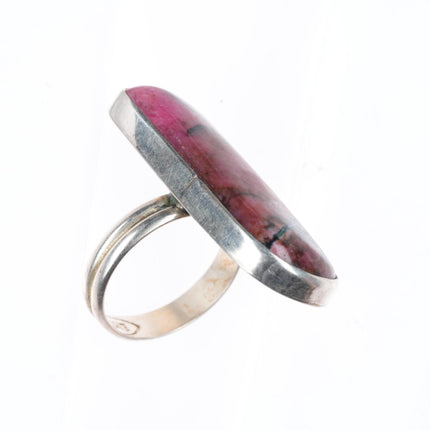 sz8 Everett & Mary Teller Navajo pink Rhodonite sterling silver long ring
