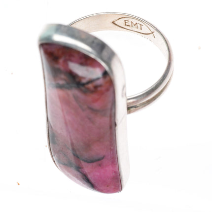 sz8 Everett & Mary Teller Navajo pink Rhodonite sterling silver long ring