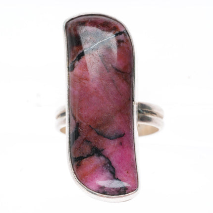 sz8 Everett & Mary Teller Navajo pink Rhodonite sterling silver long ring