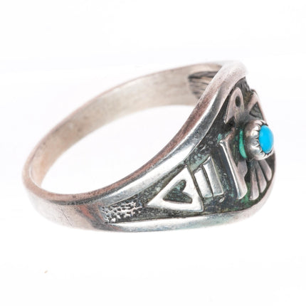 sz9.25 vintage southwestern Fred Harvey style thunderbird sterling silver ring