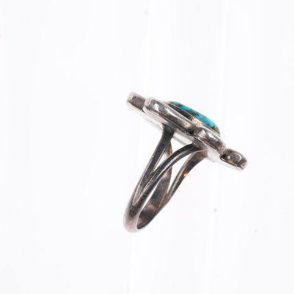 sz5.5 vintage Navajo sterling silver spiderweb turquoise sun ring