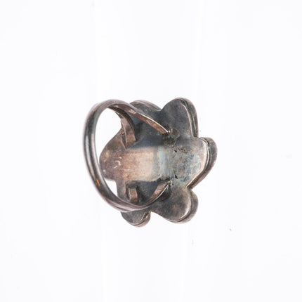 sz5.5 vintage Navajo sterling silver spiderweb turquoise sun ring