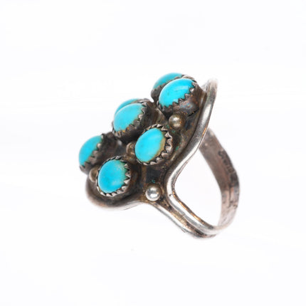 sz8.5 vintage Navajo sterling silver turquoise cluster domed ring
