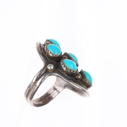 sz8.5 vintage Navajo sterling silver turquoise cluster domed ring