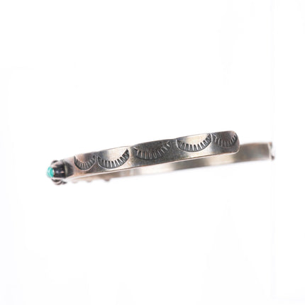 6.5" 1940's-50's Zuni sterling silver carved turquoise stacker row cuff bracelet