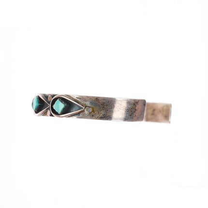 6" vintage Esalalio Zuni sterling silver turquoise inlay row cuff bracelet