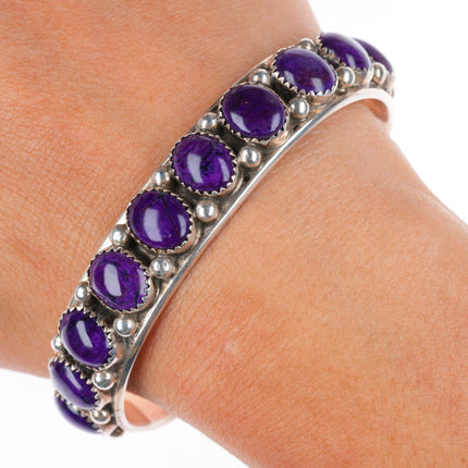 6.7" Herbert Cayatineto Navajo sterling silver Sugilite row cuff bracelet