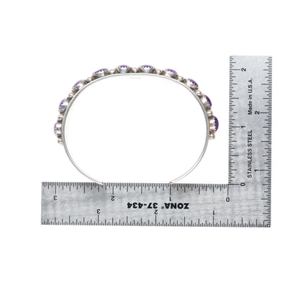 6.7" Herbert Cayatineto Navajo sterling silver Sugilite row cuff bracelet