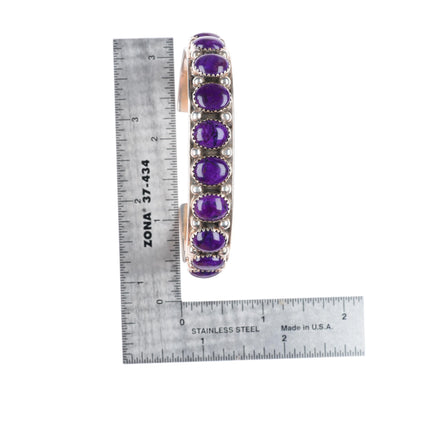 6.7" Herbert Cayatineto Navajo sterling silver Sugilite row cuff bracelet
