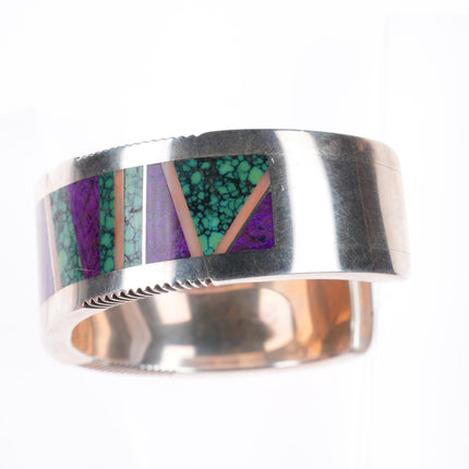 6.25" Patricia Platero Navajo Sugilite, Variscite, Coral inlay cuff bracelet