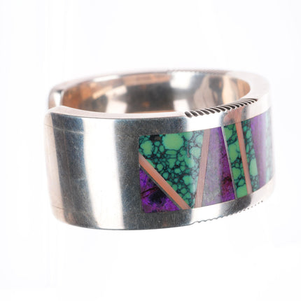 6.25" Patricia Platero Navajo Sugilite, Variscite, Coral inlay cuff bracelet