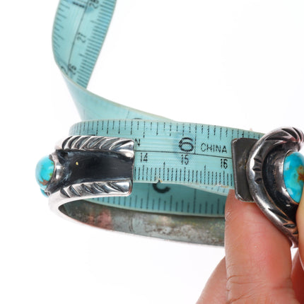 6.3" Dee Morris high grade turquoise vintage sterling silver watch cuff bracelet