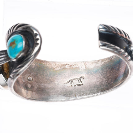 6.3" Dee Morris high grade turquoise vintage sterling silver watch cuff bracelet