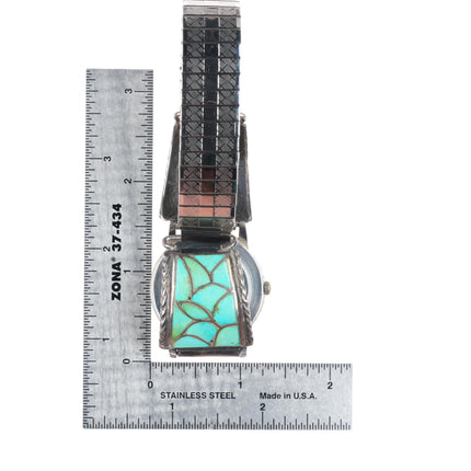 Francis Leekya Zuni fishscale turquoise sterling silver watch tips