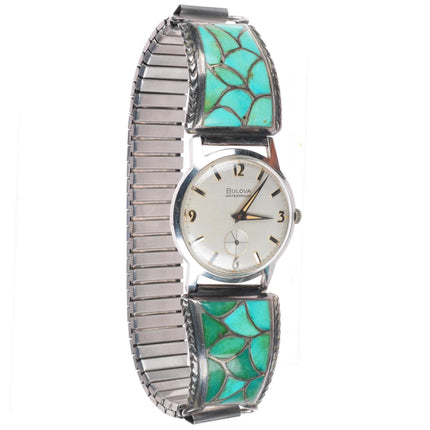 Francis Leekya Zuni fishscale turquoise sterling silver watch tips